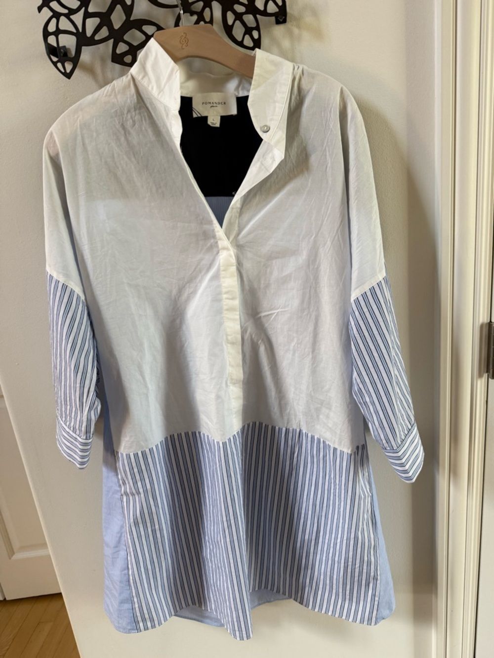 Tuckernuck POMANDER PLACE Colorblock Burnell Shirt Dress in White L - Picture 5 of 11